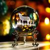 60mm 3D Crystal Ball Laser Engraved Glass Ornaments Animal Figurine Collectibles Paperweight Home Art Decor with Stand