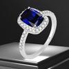 100% 925 Sterling Silver Square Rings Blue Sapphire Gemstone for Women Wedding High Quality Fine Jewelry Fashion Gift Ring