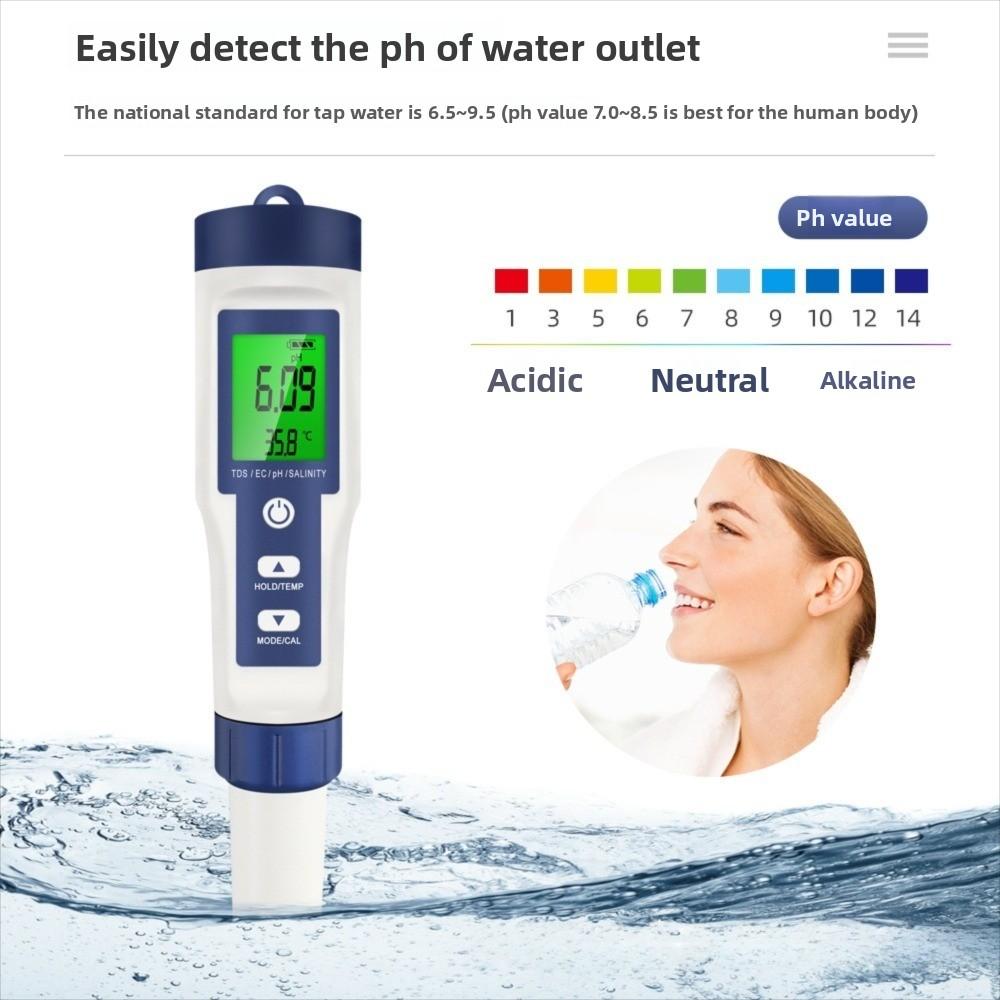 Multi-Parameter Water Quality Tester 5 In 1 Salinity Meter Digital TDS Meter  for Hydroponics