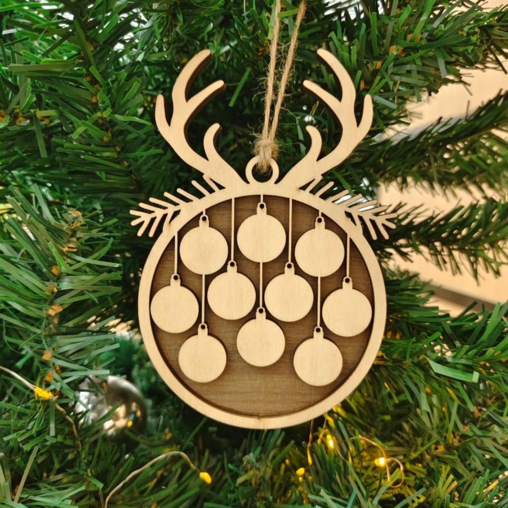 Christmas ReindeerWooden Tag Bow Christmas Tree Decoration