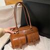 Borsa a Mano da Donna Marrone Caffè Multi-tasche Borsa a Spalla, Elegante Versatile Borsa a Tracolla con Lettere per Viaggio Lavoro Shopping Appuntamenti