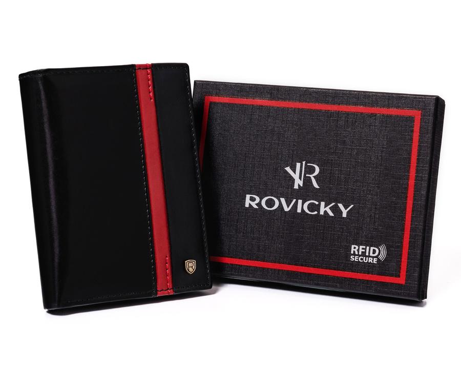 Men's vertical wallet with zippered compartment - Rovicky