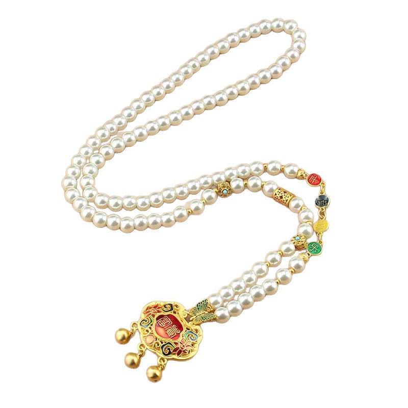 Elegant Ruyi Lock Pearl Necklace - Unique Retro Style for Women
