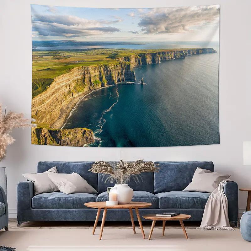 Cliffs of Moher Magnificent Sea View Decorative Tapestry  Irish Landscape Murals and Cloth Wall Hanging 74x94cm(29x37in)
