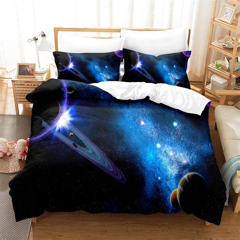 

Starry Sky Sleep Bedding Collection Planet Quilt Cover 3d Bedding Fashion Design Decoration King Dimension Quilt Cover Collection Double Size Bed UK Single 135x200cm&set