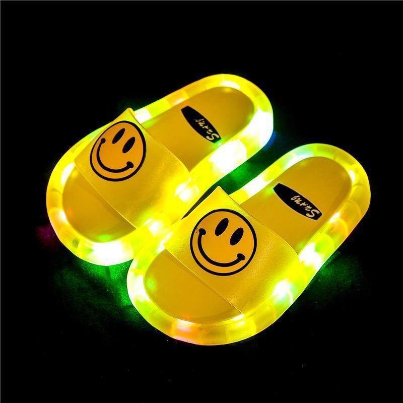 Glowing children's slippers fashion crystal shoes shining lights lights men, women and children will shine cool slippers