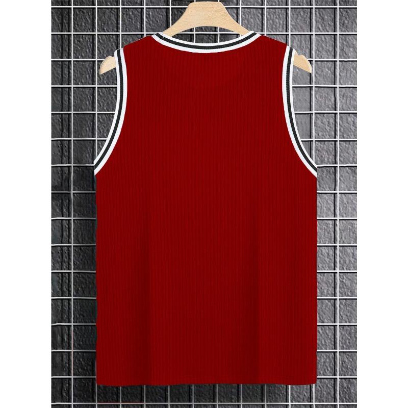 Men's Ribbed Knit Slim Fit Color Block Tank Top.