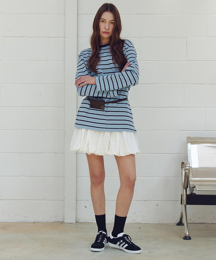 J By Lara Banding Detail Balloon Mini Skirt_White