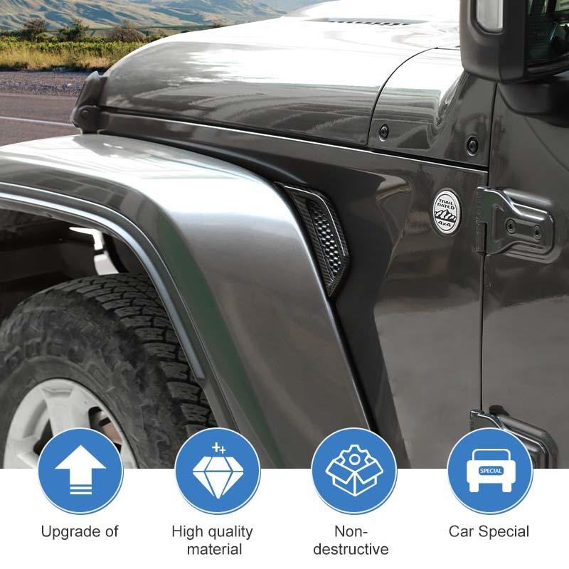 Car Hood Ornament Fender Air Vent Decoration Protective Cover For Jeep Wrangler JL JT Gladiator 2018 Up Car Exterior Accessories