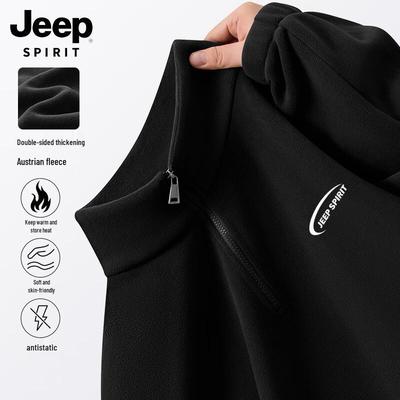 JEEP SPIRIT Men's Fleece Half-Zip Stand-Collar Sweatshirt