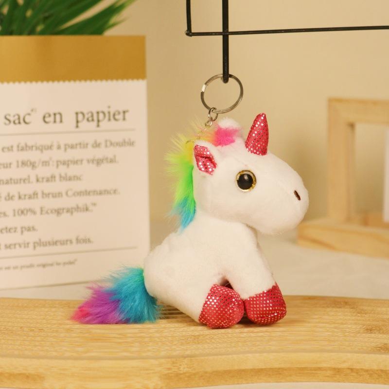 

Милый плюшевый кулон-брелок в виде единорога, кукла-пони, плюшевый кулон для сумки в виде куклы-единорога. 13 cm. белый