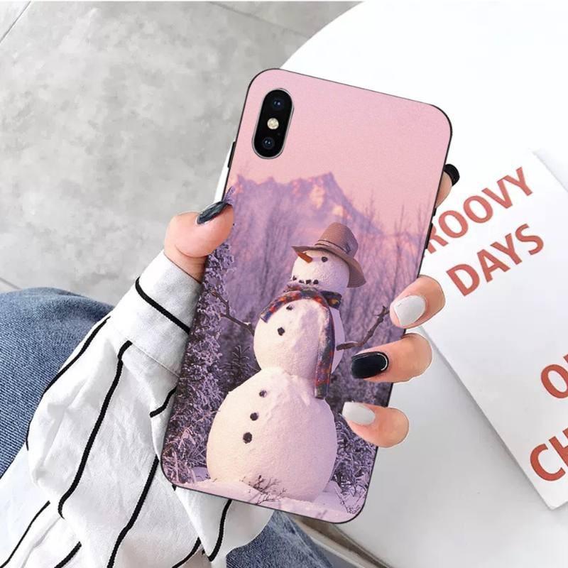 

Зимний рождественский чехол для телефона с рисунком снежной елки для IPhone 14 13 12 11 XS X 8 7 6 Plus Mini Pro Max SE 2022, мягкий черный чехол для телефона iPhone SE 2020-2022