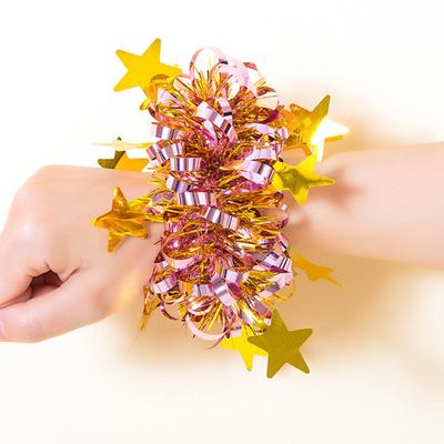 2Pcs Kids Dance Wrist Flower Star Decor Bright Colors Elastic Rubber Band Wristband