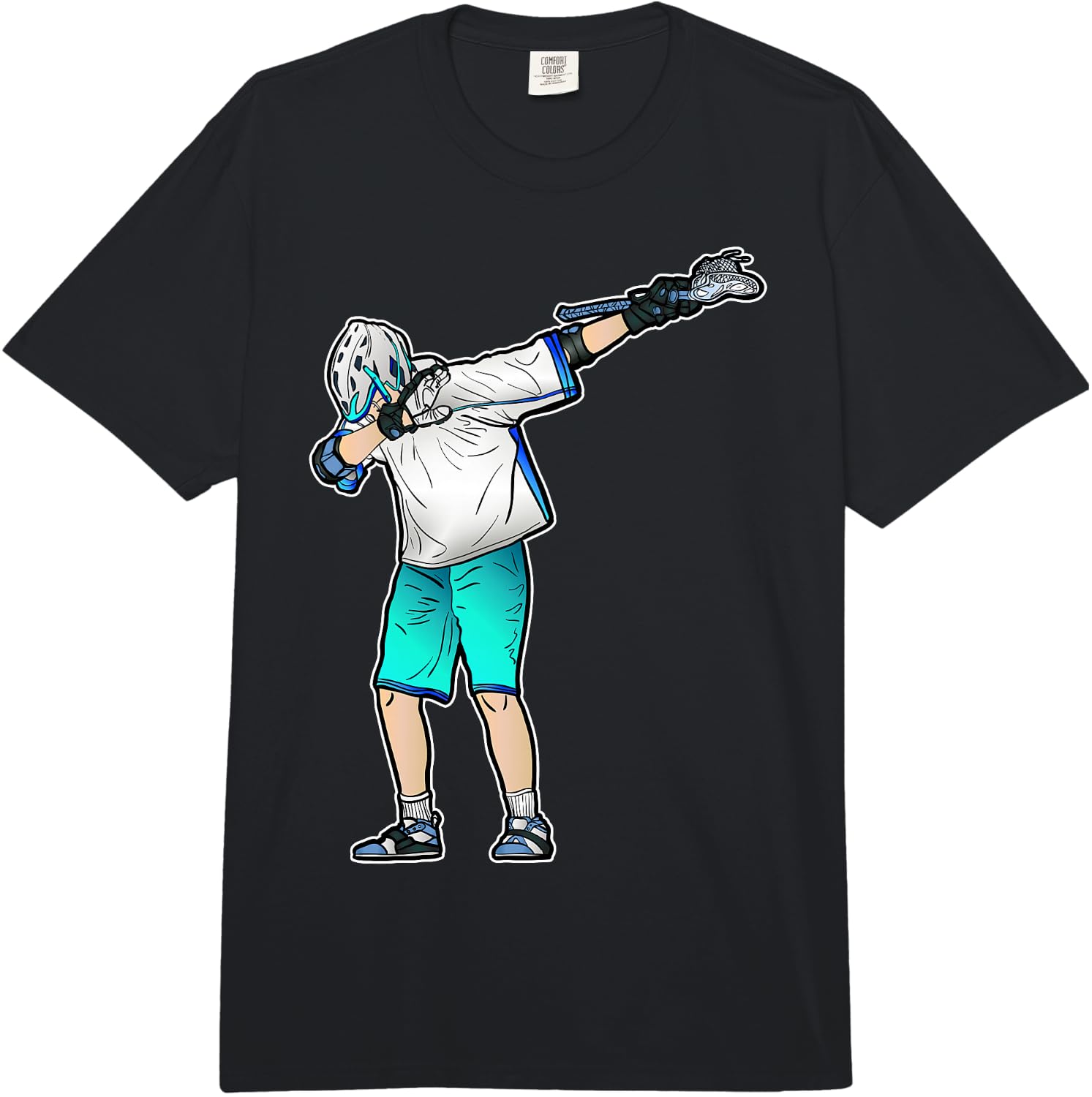 Lacrosse Stick Boy Dabbing Funny Gift Comfort Colors Adult Heavyweight  Unisex T-Shirt XXXXL