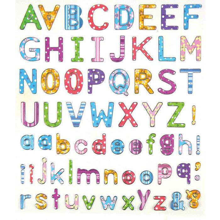 Stickers alphabet pois et rayures de 0,5 à 2 cm x 67 pièces