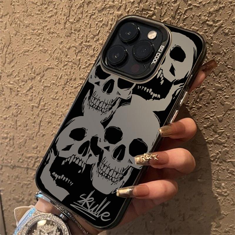 Four Spooky Skull Patterns Phone Case For iPhone 14 13 12 11 15 16 Pro XS Max 8 7 Plus X XR 12 Mini Plating Shockproof Cover