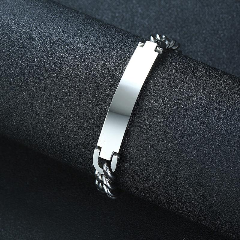Vnox Bracelets d'Identification en Acier Inoxydable 9mm pour Hommes Personnaliser Nom Image Cadeau Unique Bracelets à Maillons