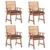 Outdoor Dining Chairs Set of 4 and Cushions Solid Acacia