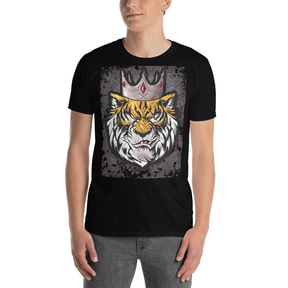 KING TIGER CARTOON TRENDY GRAPHIC COOL DESIGN Short-Sleeve Unisex T-Shirt XL