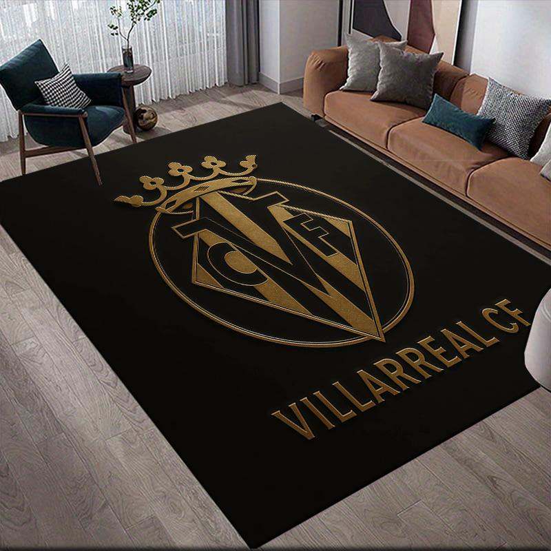 Villarreal Club de Fútbol Flannel Pattern Square Carpet,Area Rug,Carpet Rug for Living Room Bedroom Sofa Playroom Decor,Non-slip Floor Mat