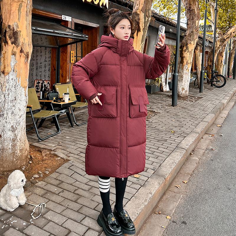 Autumn Winter Thicken Warm Parka Women Casual Solid Color Big Pocket Loose Long Hooded Coat Jackets Outwear