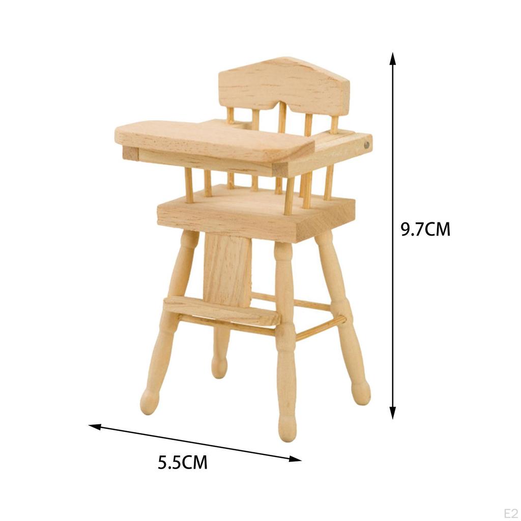 1/12 Dollhouse High Chairs Miniature Highchair Micro Landscape Small Doll Chair Model for