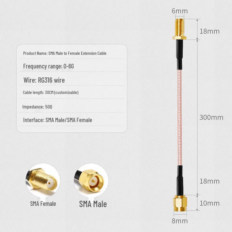 RWS RG316 SMA 50 Ohm RF Coaxial Extension Cable