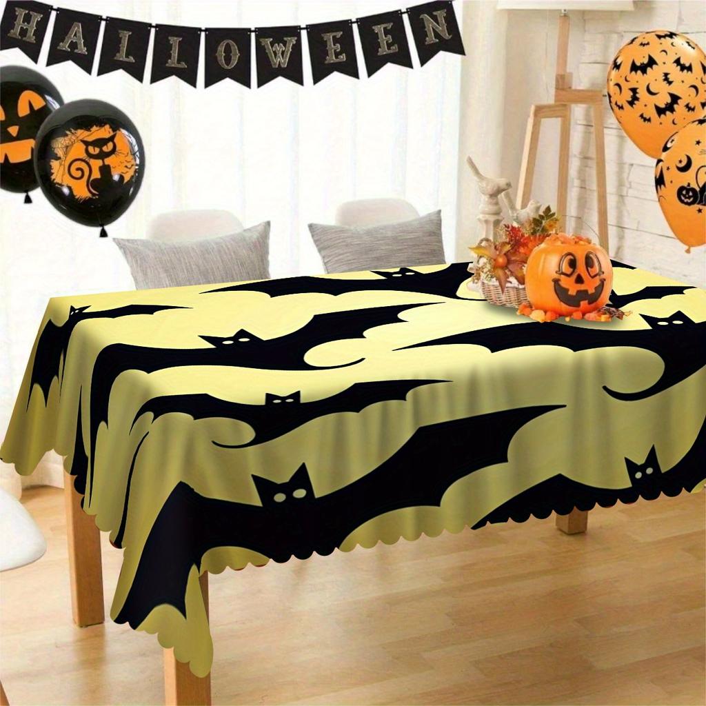 Halloween Bat Rectangle Tablecloth for Tables Decor Kitchen Dining Waterproof Holiday Party Table Cloth Halloween Decorations