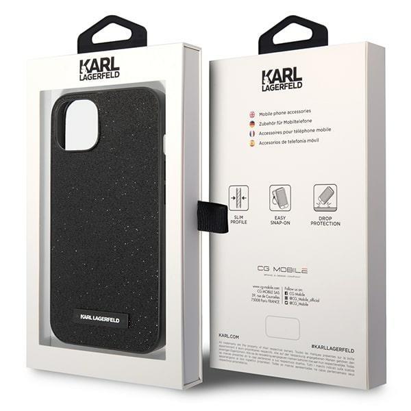 Karl Lagerfeld Klhcp14Mg2Elk Iphone 14Plus / 15 Plus 6,7 Coque Rigide Noir/Black Logo Plaque Pailletée
