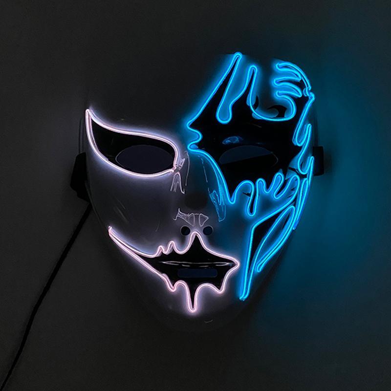 Glow Party Cosplay Mask Neon Mask Led Mask Masque Masquerade Party Masks Led Light Up Props Glow In The Dark Costume Supplies