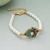 Oil painting pearl oval pendant necklace women's light luxury niche new Chinese style literary retro flower collarbone chain exquisite bracelet