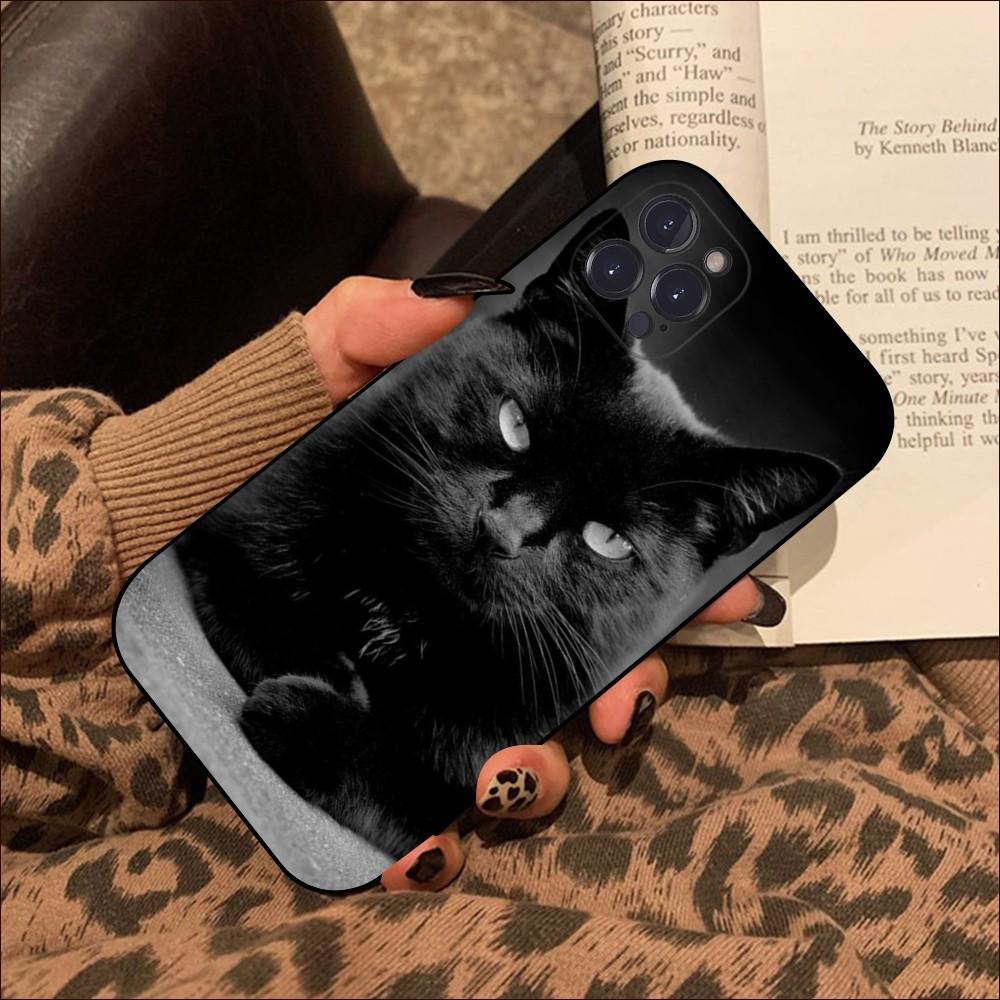 Black Cat Staring Eye Phone Case For iPhone 15 14 11 12 13 Mini Pro XS Max Cover 6 7 8 Plus X XR SE 2020 Funda Shell