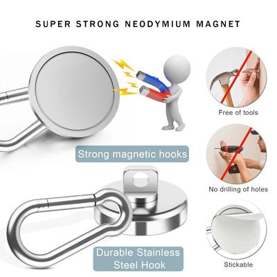 Magnetischer Karabiner Superstarker Neodym-Magnetring 49 LBS Schlüsselanhänger Magnetischer Ring Magnetischer Sitz Rotierende Saugnapf