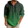 Men's Hooded T-shirt Gradient Color Cotton And Linen Men's Casual Long-sleeved Top