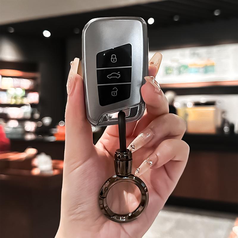 For VW TPU Gun Grey Car Key Cover Case Holder Shell Fob for VW Volkswagen Passat B6 B7 B8 CC Arteon Magotan GTE Keychain Acces