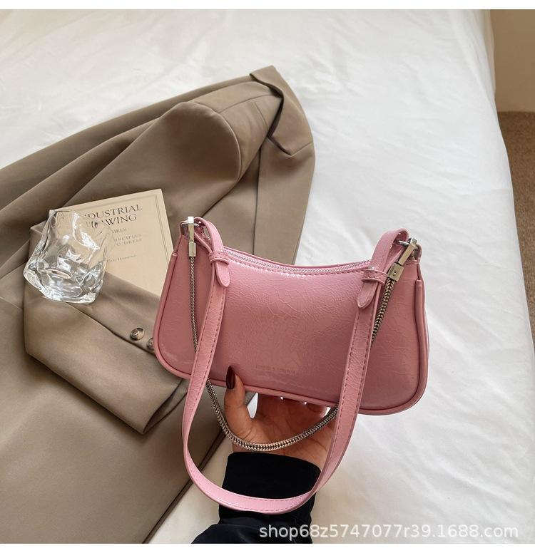 Korean fashion handbag 2025 pre-spring new chain bag lychee pattern shoulder bag simple commuter crossbody bag for women