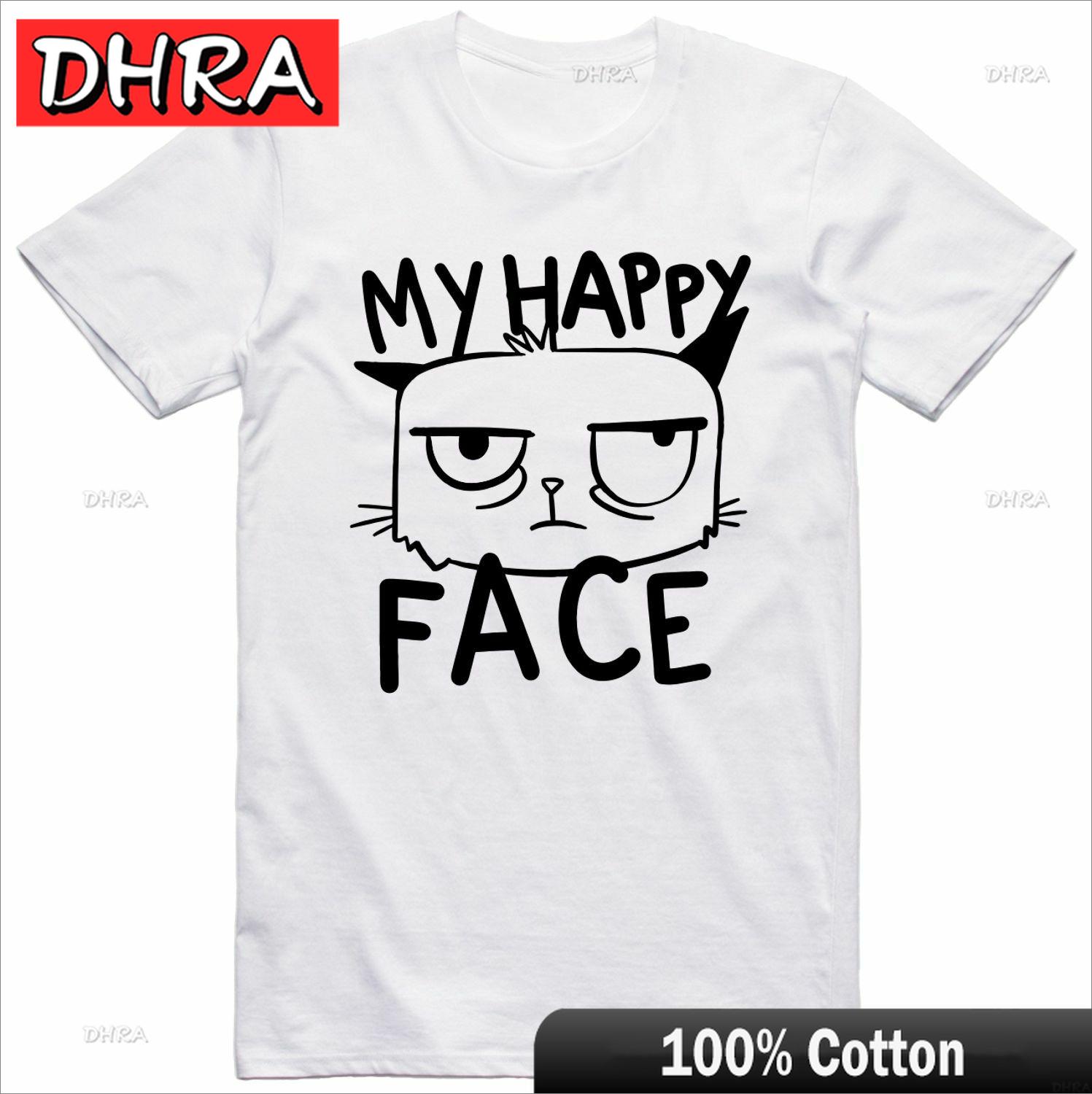 Funny T Shirt Cat Grumpy Face Print Regular Fit 100 Cotton Tee Y2K Graphic Tops Unique Bold Chic TShirts Tees Female Portrait 4XL