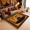 Black Floral Bat 5x7 Area Rug Halloween Bats Living Room Rug | Boho Flowers Rugs for Bedroom, Romantic Plant Gothic Carpet Indoor Floor Mat