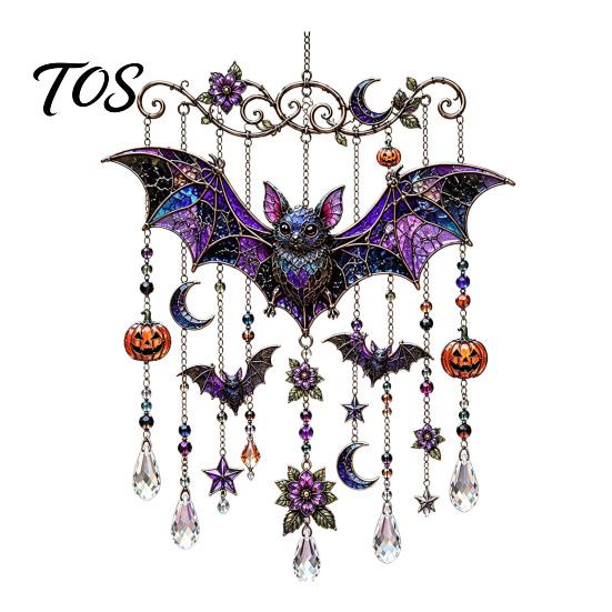 Handcrafted Spooky Home Accents Halloween Acrylic Wind Chime Pendant, Crystal Suncatcher Hanging Ornaments, Decorative Unique Seasonal Ornaments