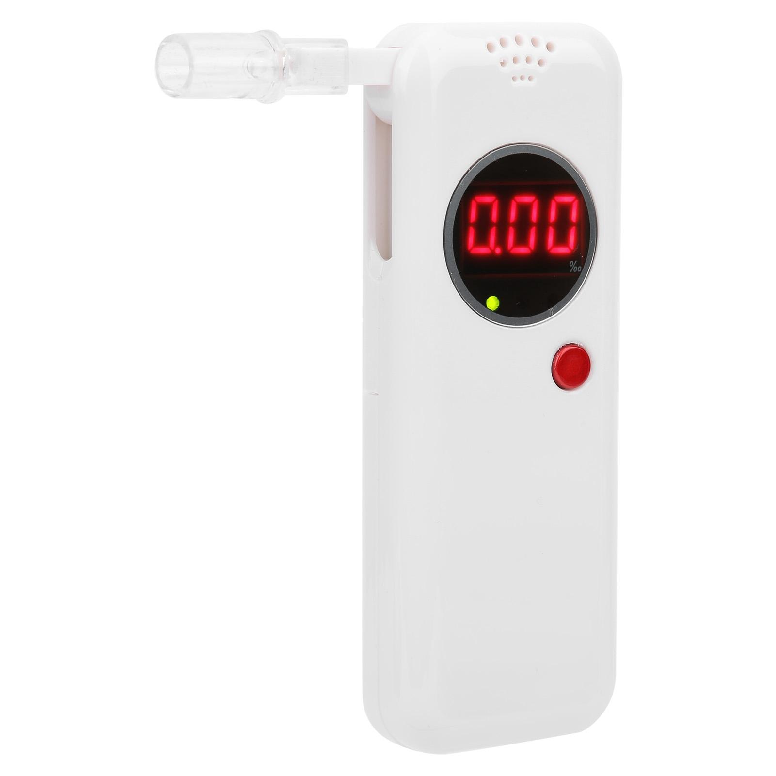 Digital Breath Tester LCD Display Breathalyzer Drunk Driving Analyzer Test Tool W Blow TubeWhite
