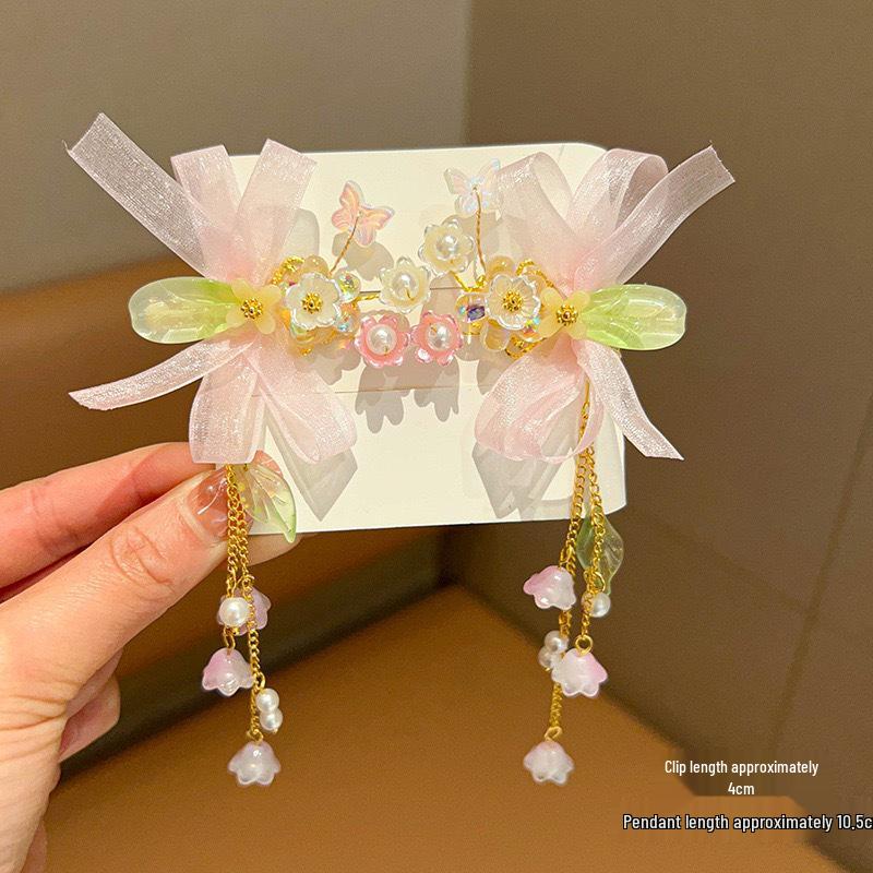 Chinese Style Hanfu Hairpin Set for Girls - Includes Hair Clips, Swaying Tassels, and Butterfly Accessories