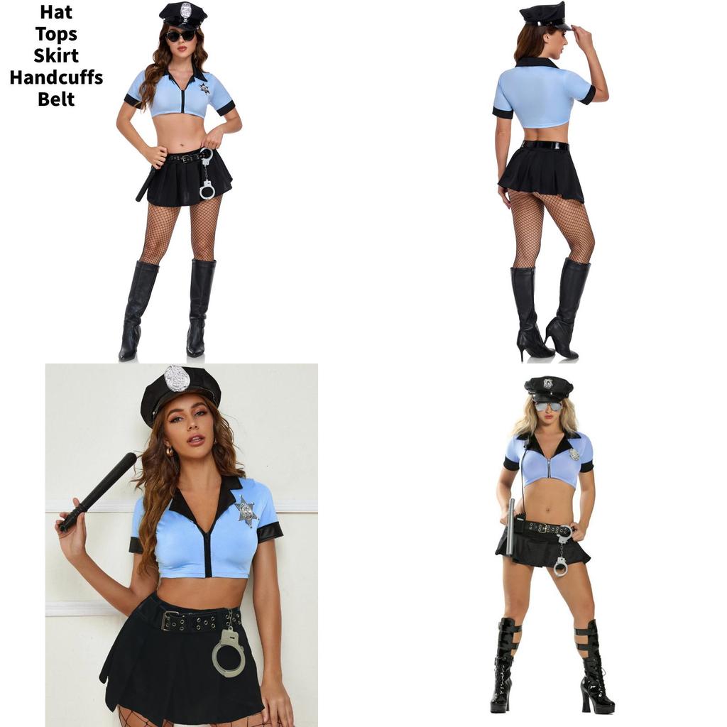 Sexy Female Police Role Play Outfit With Polyester Fabric For Cosplay And Costume Events