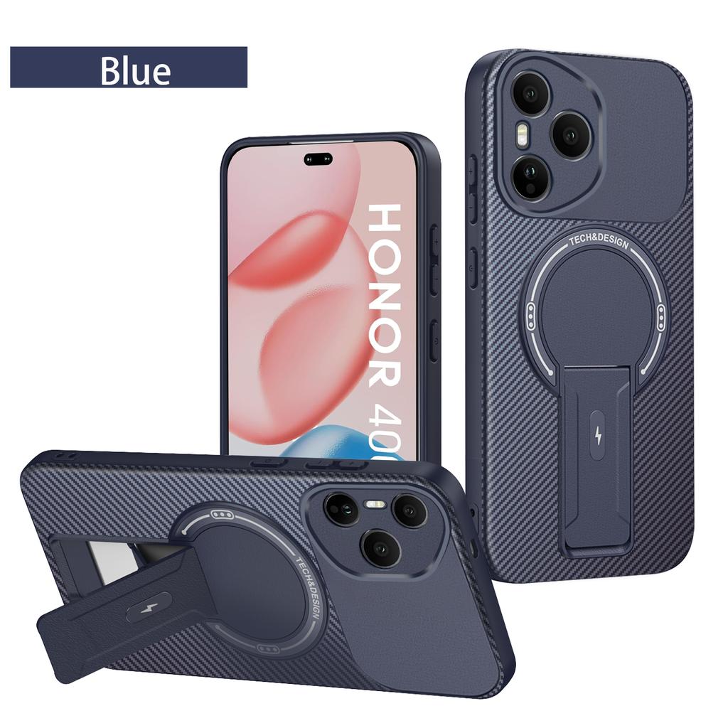 Carbon Fiber Pattern Armor Phone Case For Honor 400 Pro 400 Lite Cover Magnetic Wireless Chraging Fold Stand Back Shell Fundas
