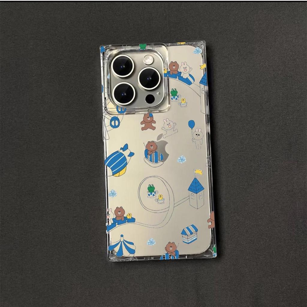 Clear Square Back Tube Case Protection For iPhone 14 Pro Max 11 15 Plus 12 16 ProMax 13 Anti-Oxygen,Multiple Little Bears Pattern Casing