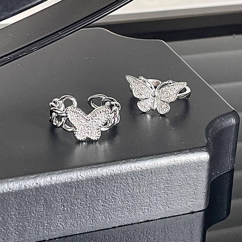 Butterfly Opening Ring Female Niche Design Advanced Cold Wind Full Diamond Zircon Personality Sweet Cool Wind Index Finger Ring