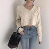 New Arrival Fall and Winter Korean Style Chic Fashionable Retro Hemp Pattern Back Strap Japanese Lazy Style All-Matching Knitted Sweater