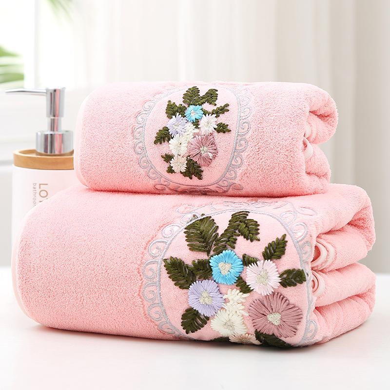 Floral Towel Soft and Absorbent Household Bath Towel, Bathroom Bath Towel, Face Towel, Washcloth,  Bathing, Seaside Bath Towel