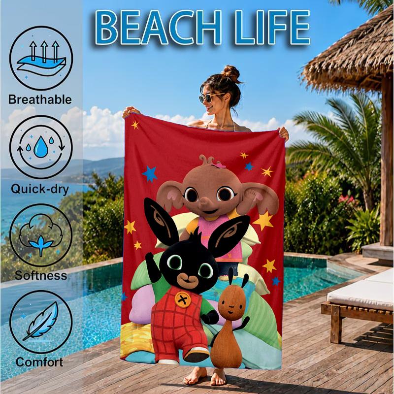 Bunny And Friends Adventure Beach Towel, Microfiber Beach Towel, Perfect For Pool, Beach, Travel, Home Decor Beach Party Fan gifts