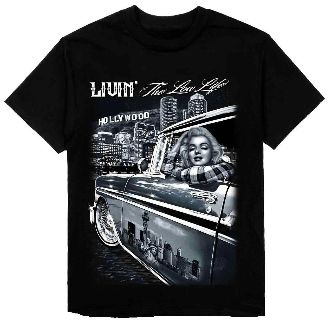 Low Rider Cruising Marilyn Monroe Mens Heavyweight T-Shirt Print On Shaka Wear T XXXL