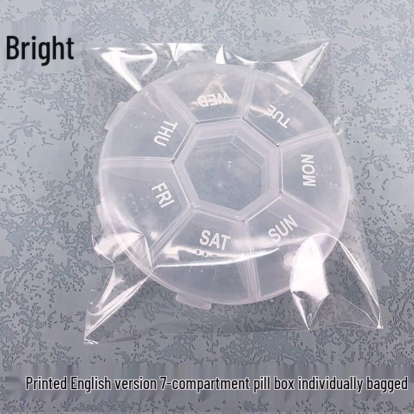 7-Day Round Portable Pill Box with 7 Compartments